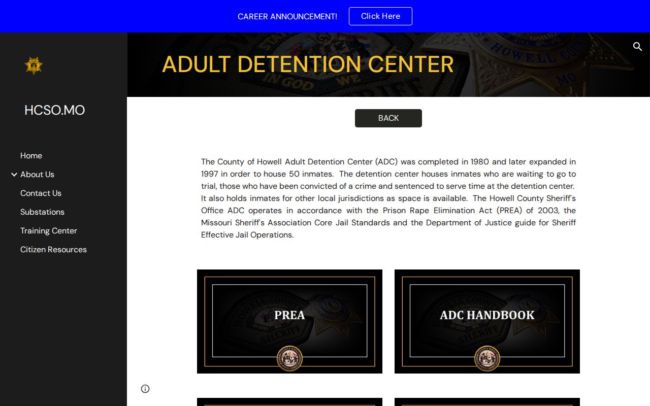 Howell County Adult Detention Center official information page