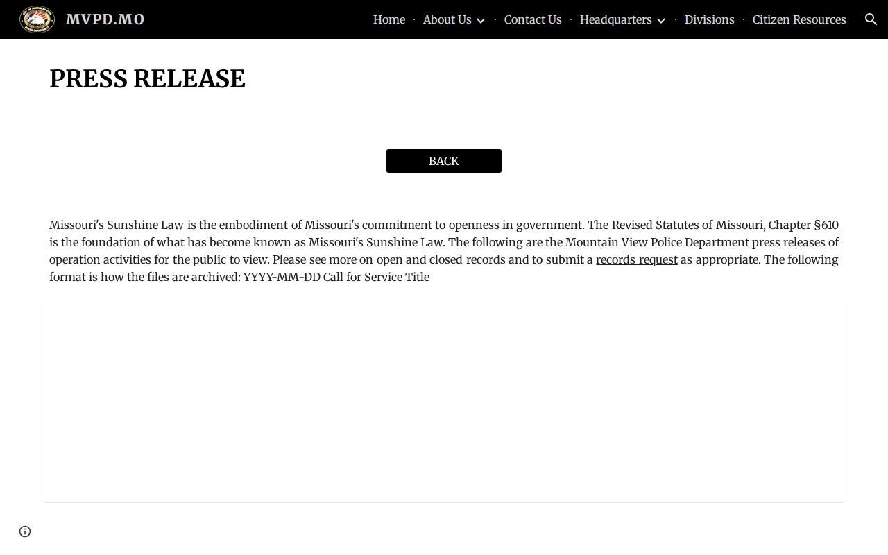 Mountain View Police Department press release archive