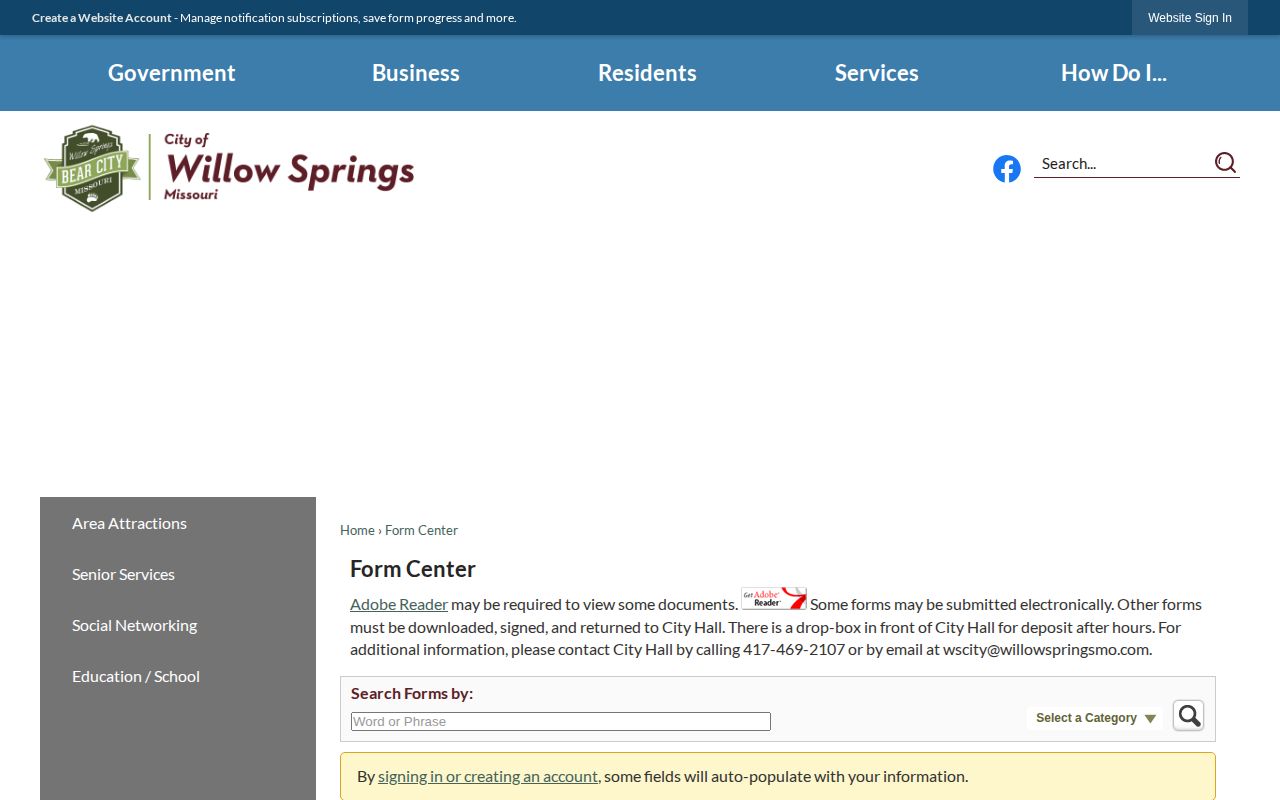 Willow Springs official online records request form